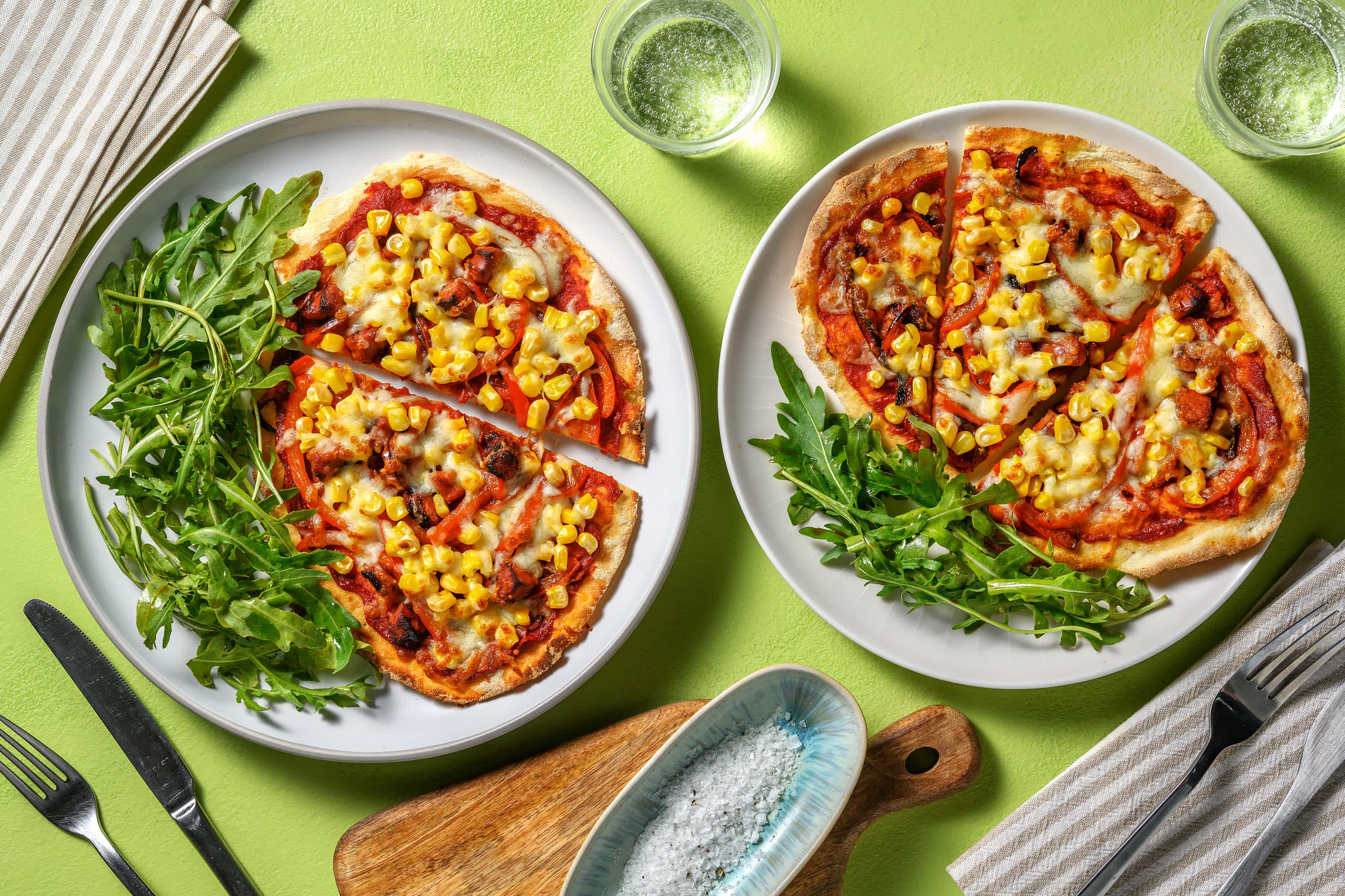 Chorizo, Pepper and Sweetcorn Naanizza